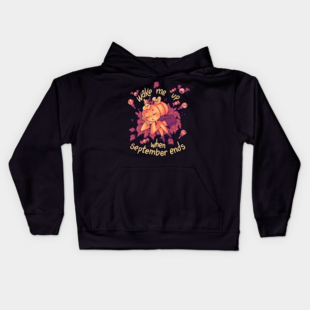 Sleepy Pumpkin Kids Hoodie by TheTeenosaur